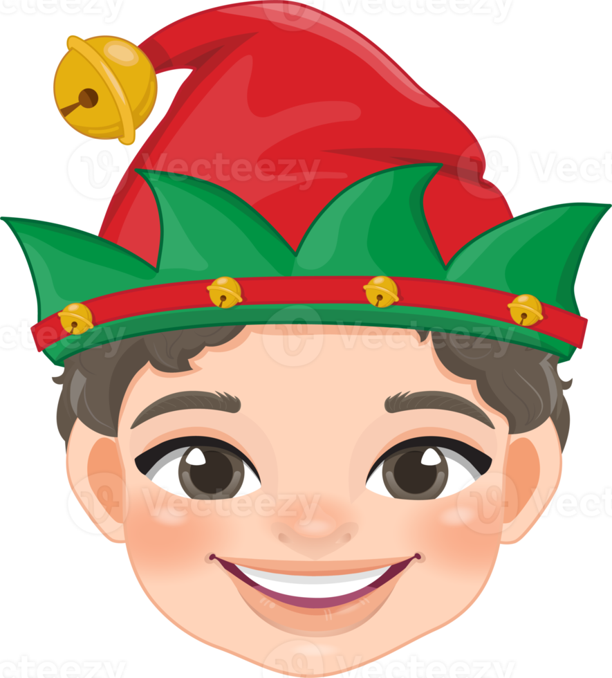 Christmas characters heads with Cute Elf cartoon characters for design png