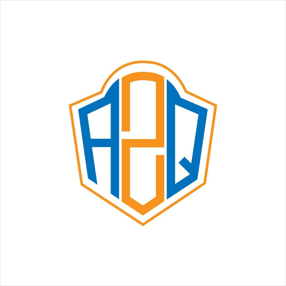 AZQ abstract monogram shield logo design on white background. AZQ creative initials letter logo. vector