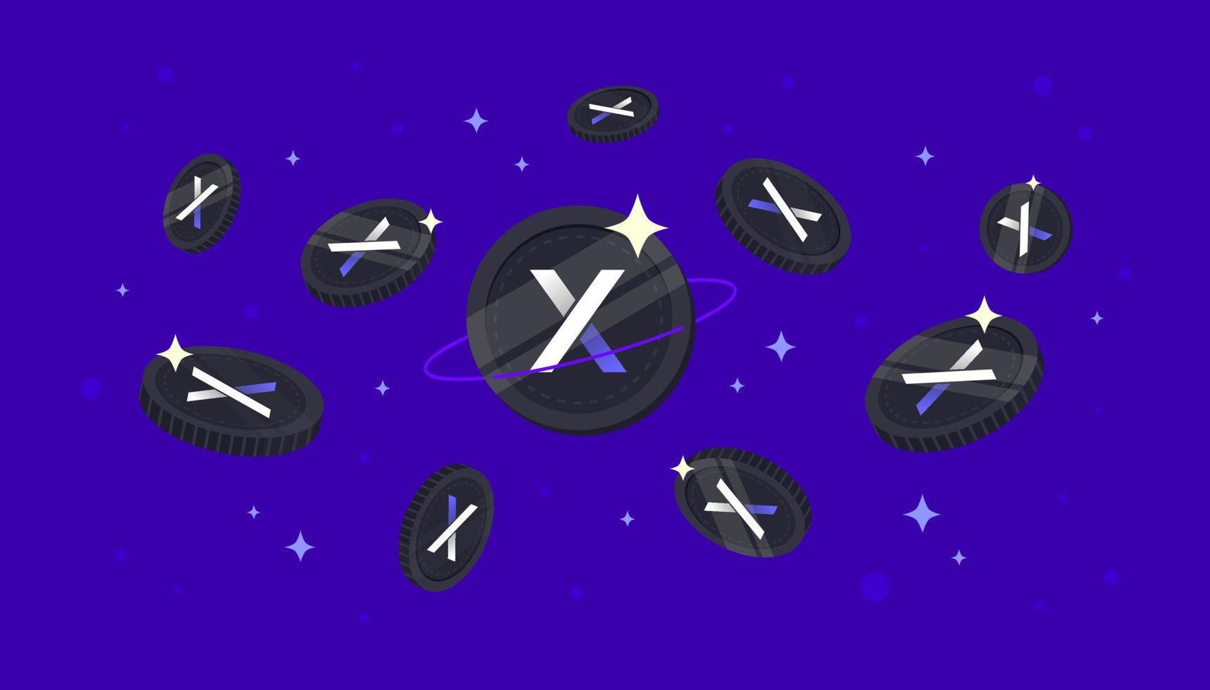 dYdX Token coins falling from the sky. DYDX cryptocurrency concept banner background. vector