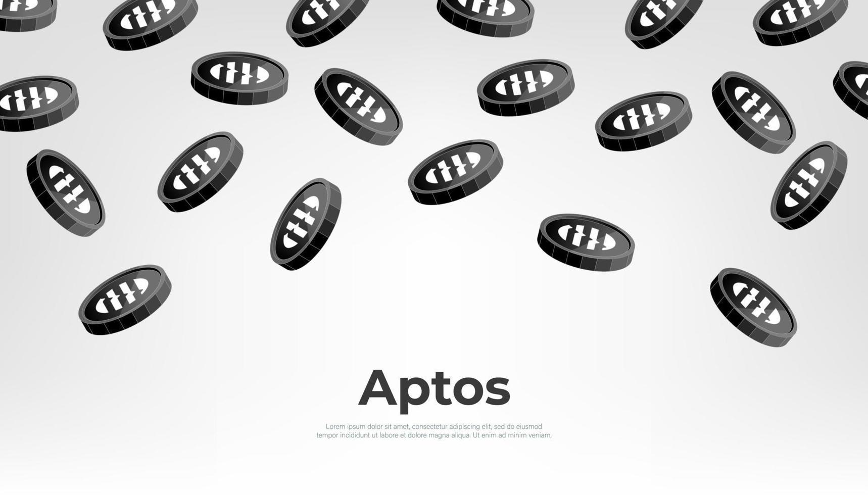 Aptos coin falling from the sky. APT cryptocurrency concept banner background. vector