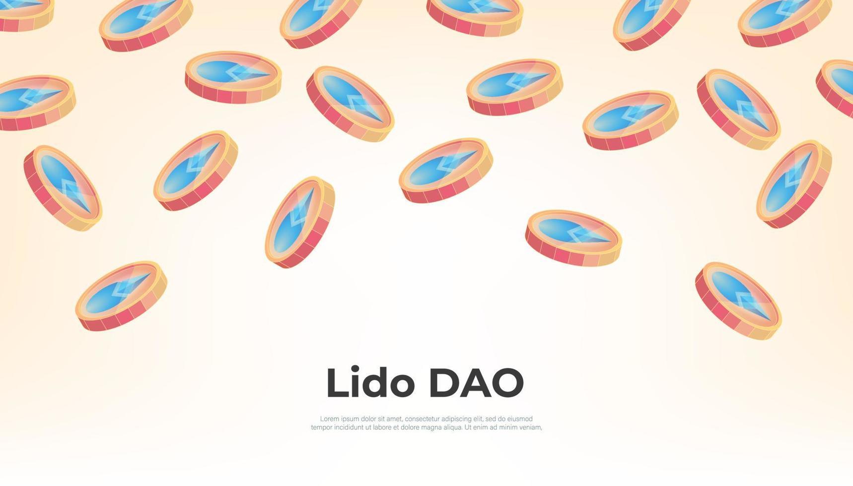 Lido DAO coin falling from the sky. LDO cryptocurrency concept banner background. vector