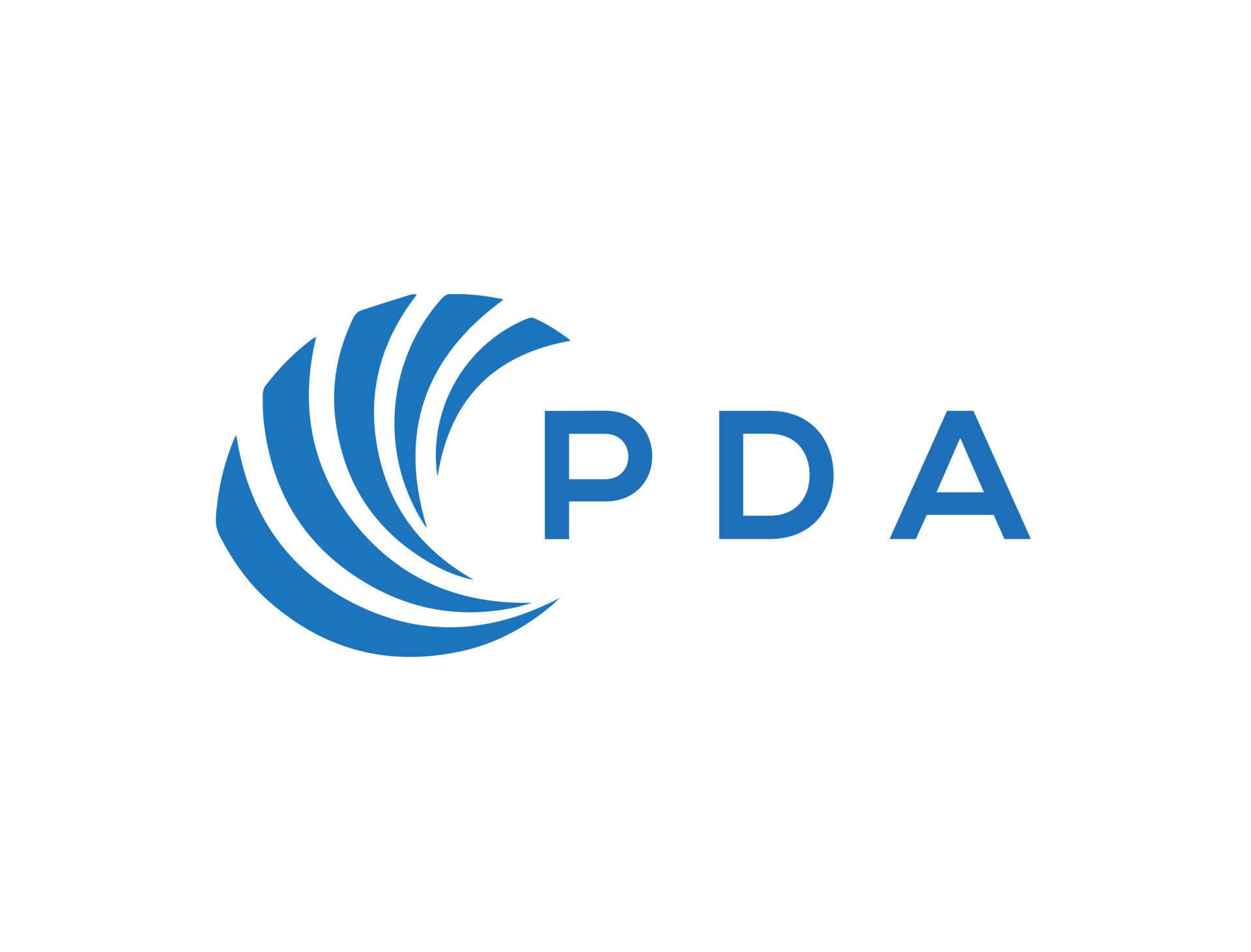 pda letra logo diseño en blanco antecedentes. pda creativo circulo