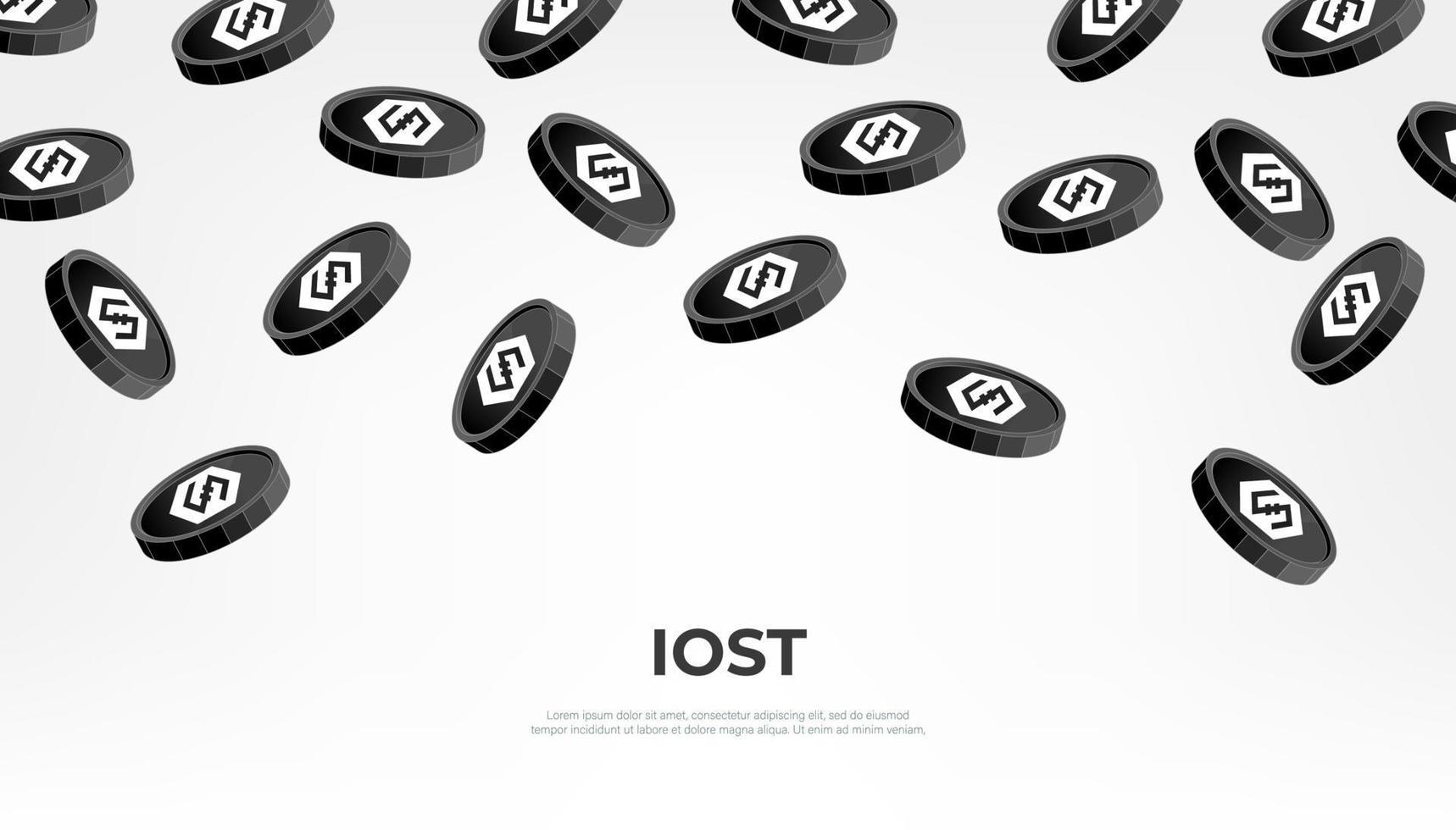 IOST coin falling from the sky. IOST cryptocurrency concept banner background. vector