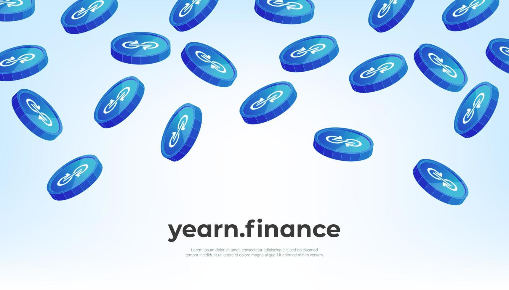 yearn.finance coin falling from the sky. YFI cryptocurrency concept banner background. vector