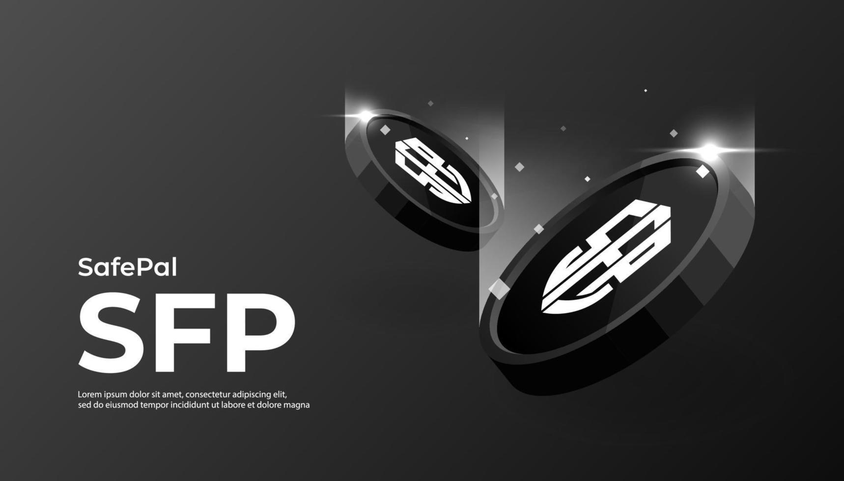 SafePal SFP coin cryptocurrency concept banner. vector