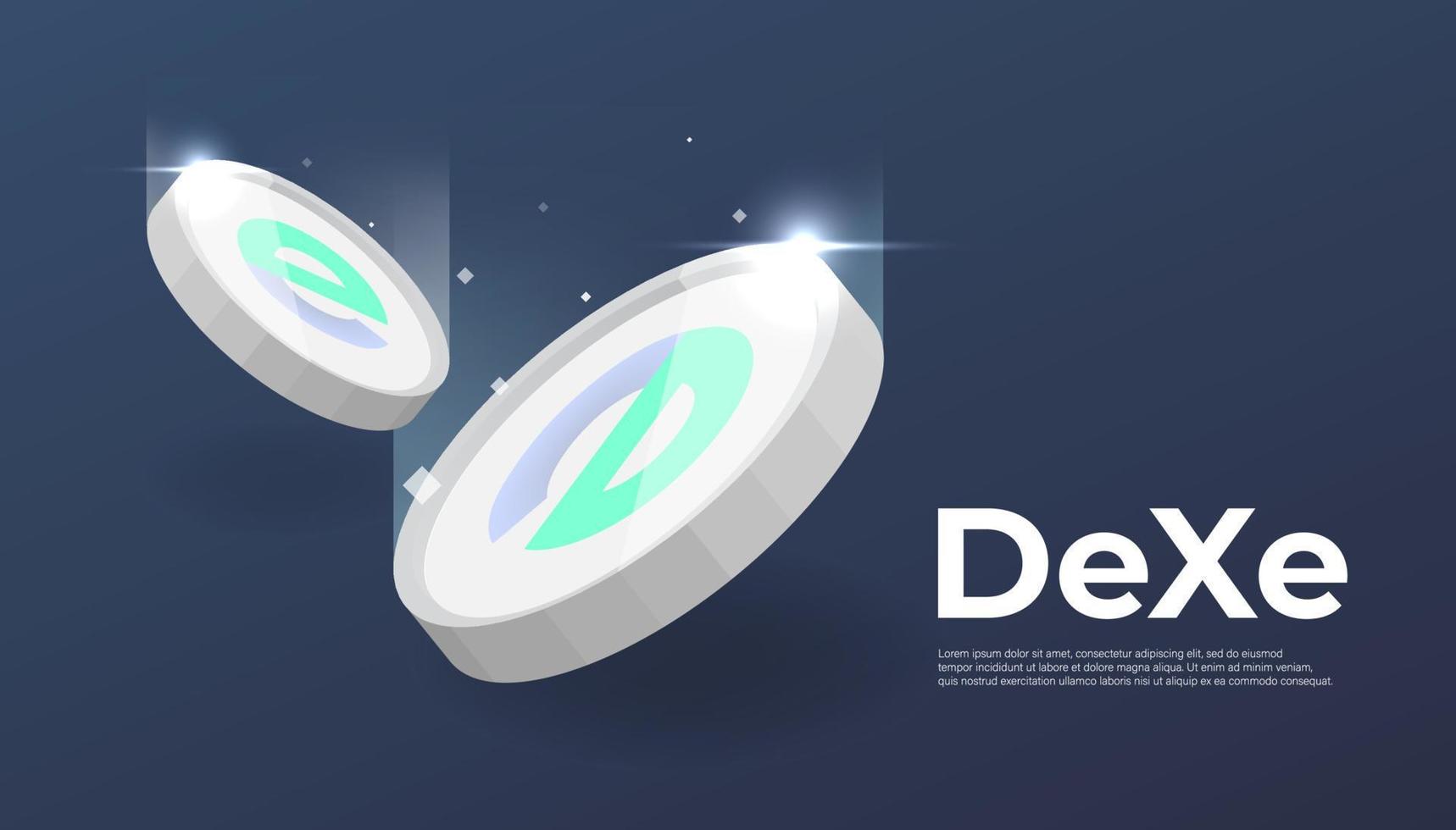 DEXE coin cryptocurrency concept banner. vector