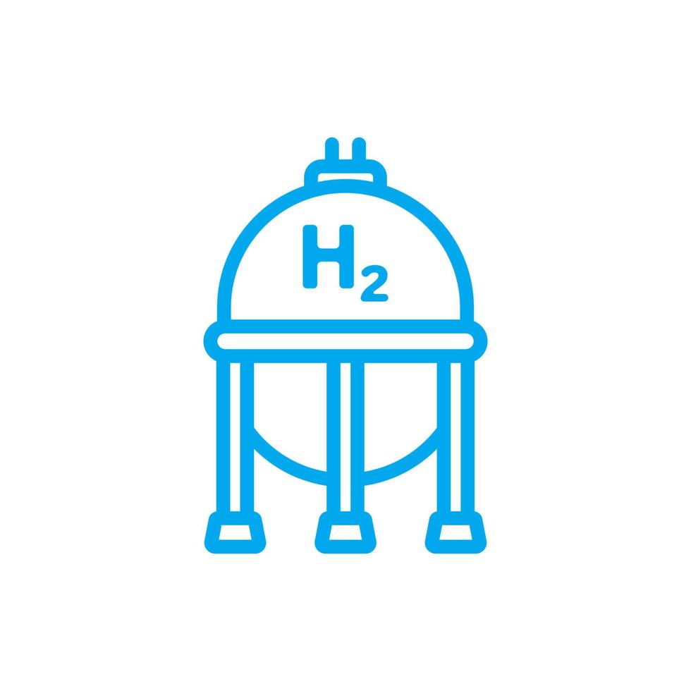 Blue hydrogen tank line icon. Hydrogen fuel storage concept. H2 gas tank sphere. Sustainable energy resources. Alternative energy sources. Eco friendly fuel. vector