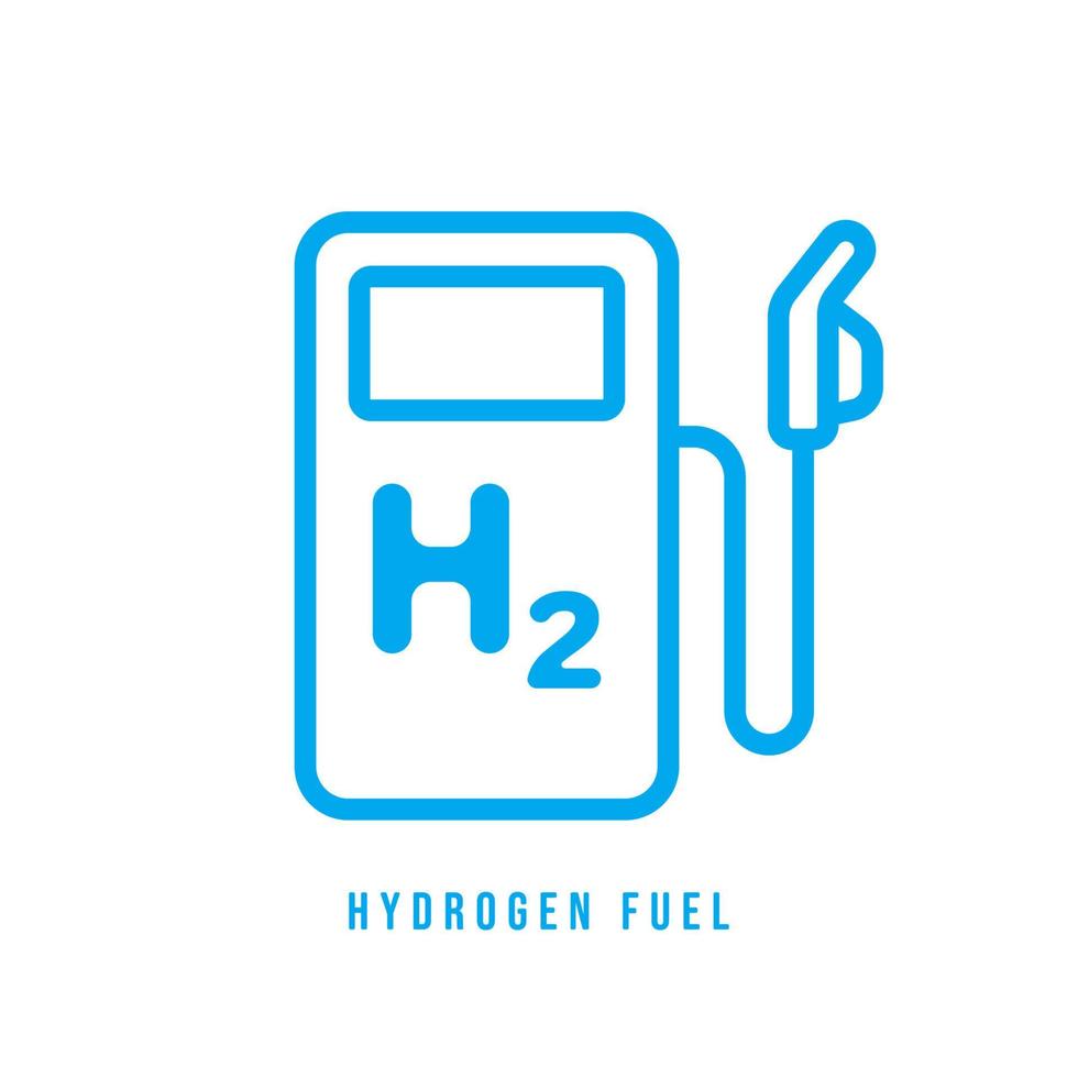 hidrógeno coche estación línea icono. hidrógeno combustible relleno estación. h2 gas bomba. alternativa renovable energía fuentes. combustible célula eléctrico vehículo. vector