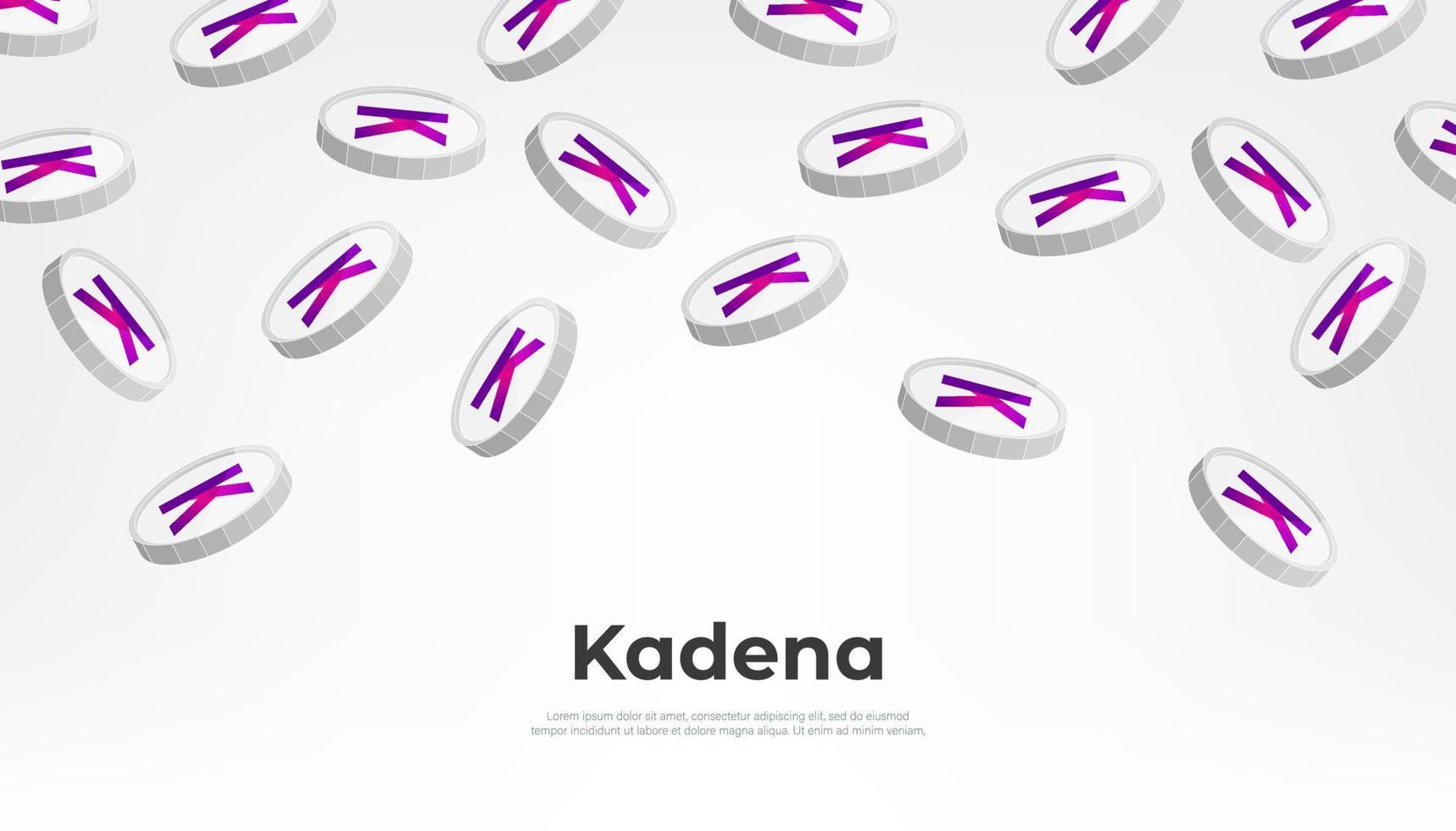 Kadena coin falling from the sky. KDA cryptocurrency concept banner background. vector