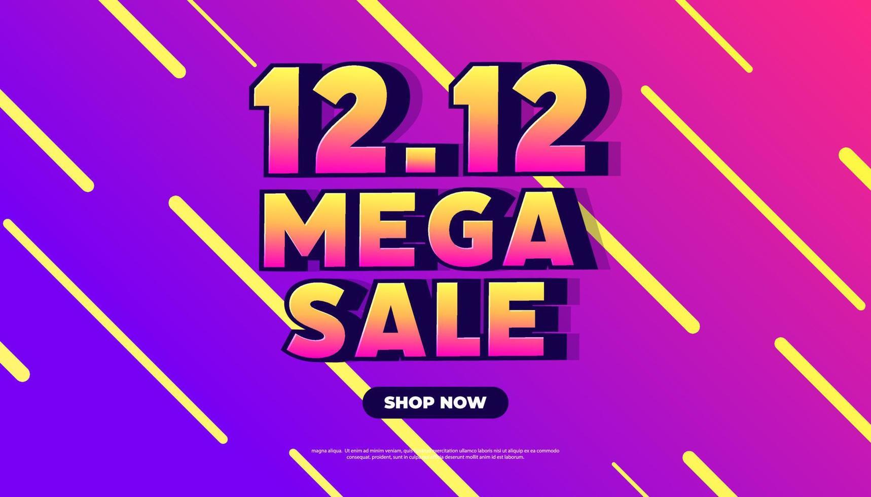 12.12 Shopping Day Mega Sale Banner Template design special offer discount, Shopping Purple banner template. vector