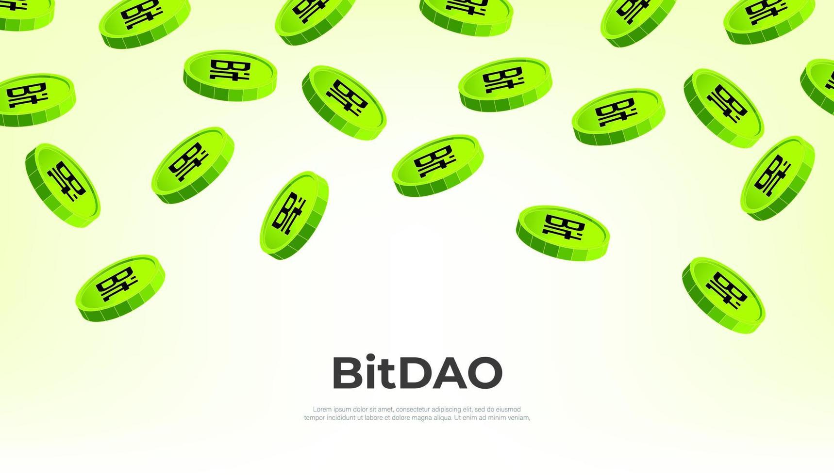 BitDAO coin falling from the sky. BIT cryptocurrency concept banner background. vector