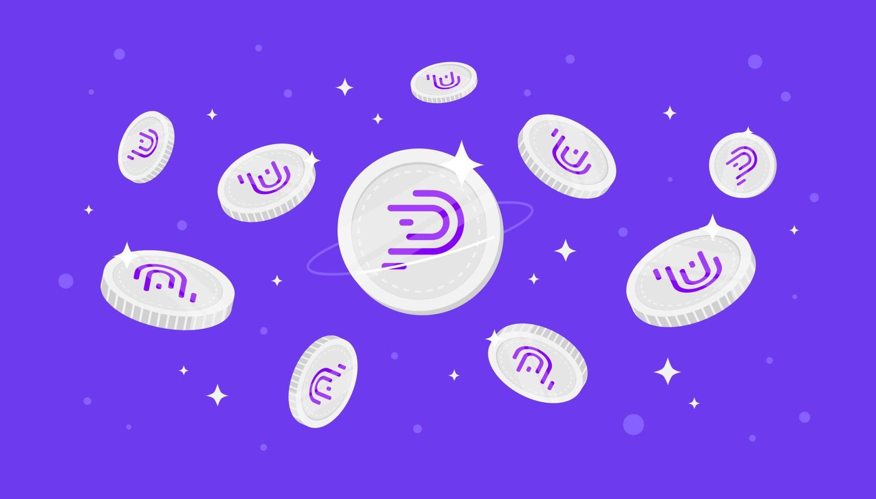 PolySwarm coins falling from the sky. NCT cryptocurrency concept banner background. vector