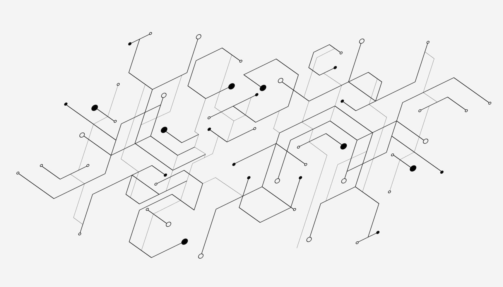 Abstract geometric hexagon lines and dots connection. vector