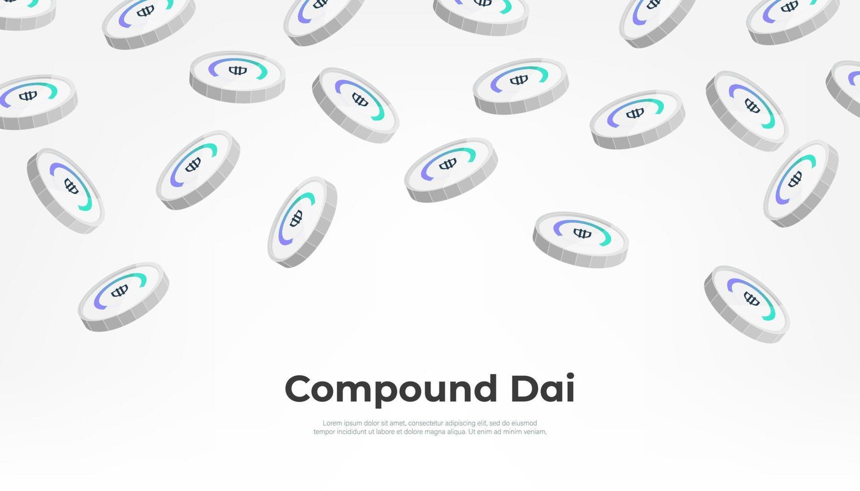Compound Dai coin falling from the sky. CDAI cryptocurrency concept banner background. vector