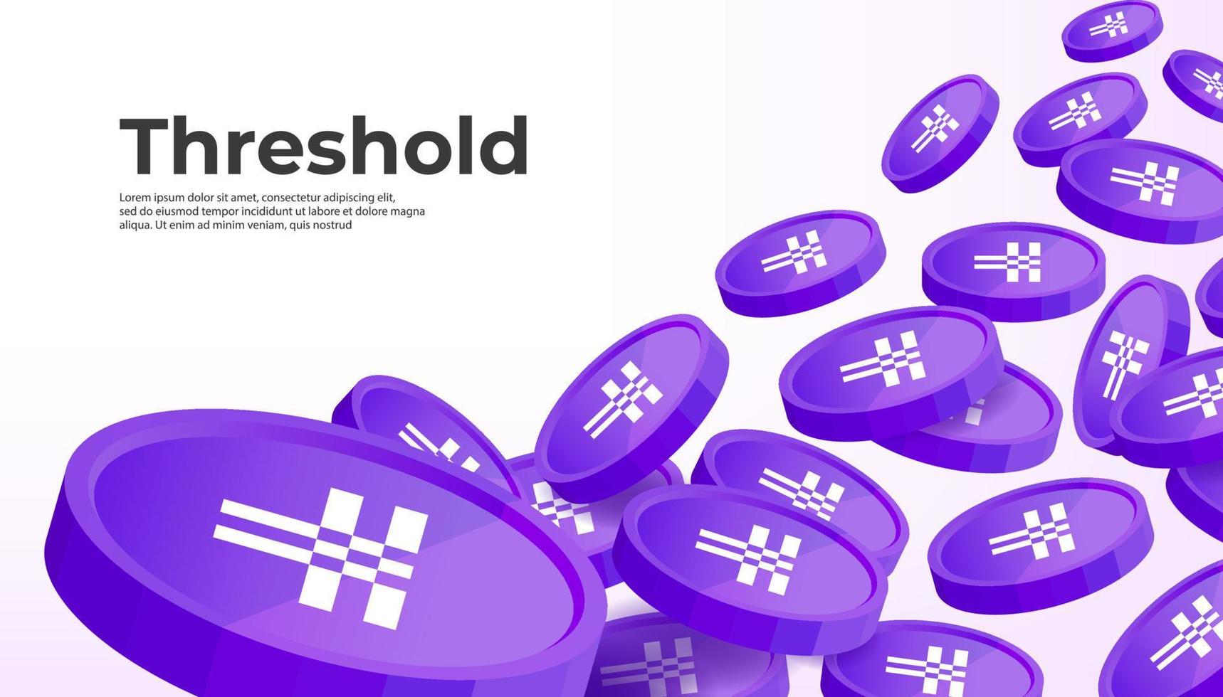 Threshold T cryptocurrency concept banner background. vector