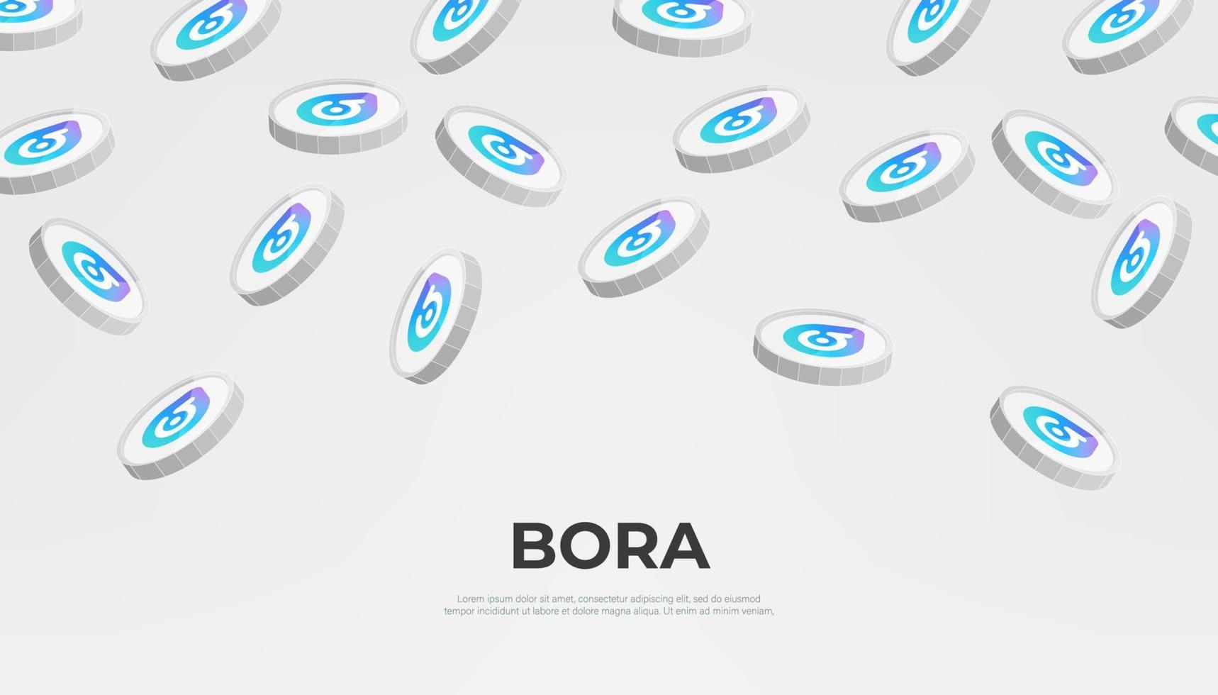 BORA coin falling from the sky. BORA cryptocurrency concept banner background. vector