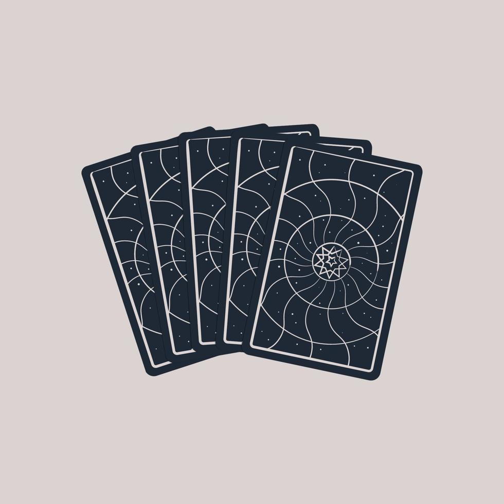 Simple deck of tarot cards, vintage spiritual ritual. vector