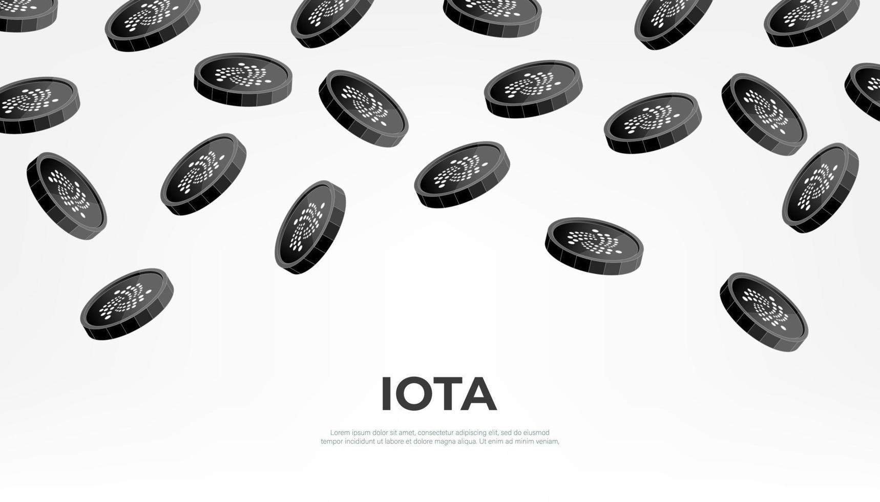 iota moneda que cae desde el cielo. miota criptomoneda concepto bandera antecedentes. vector