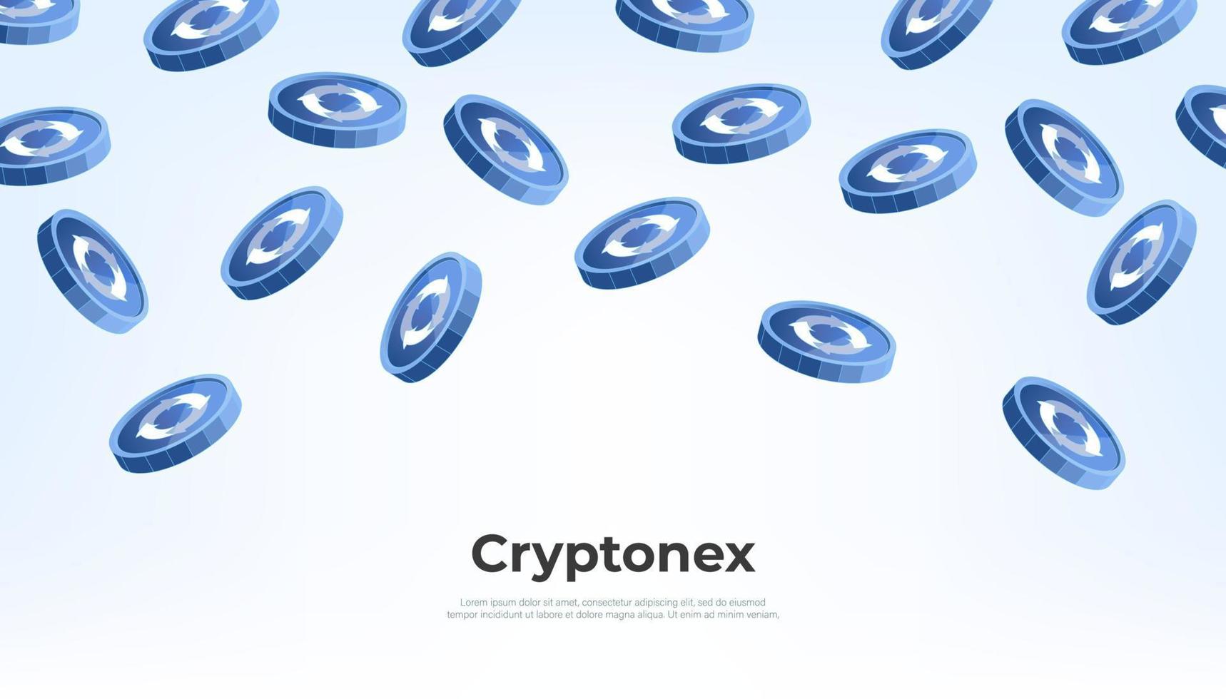 Cryptonex coin falling from the sky. CNX cryptocurrency concept banner background. vector