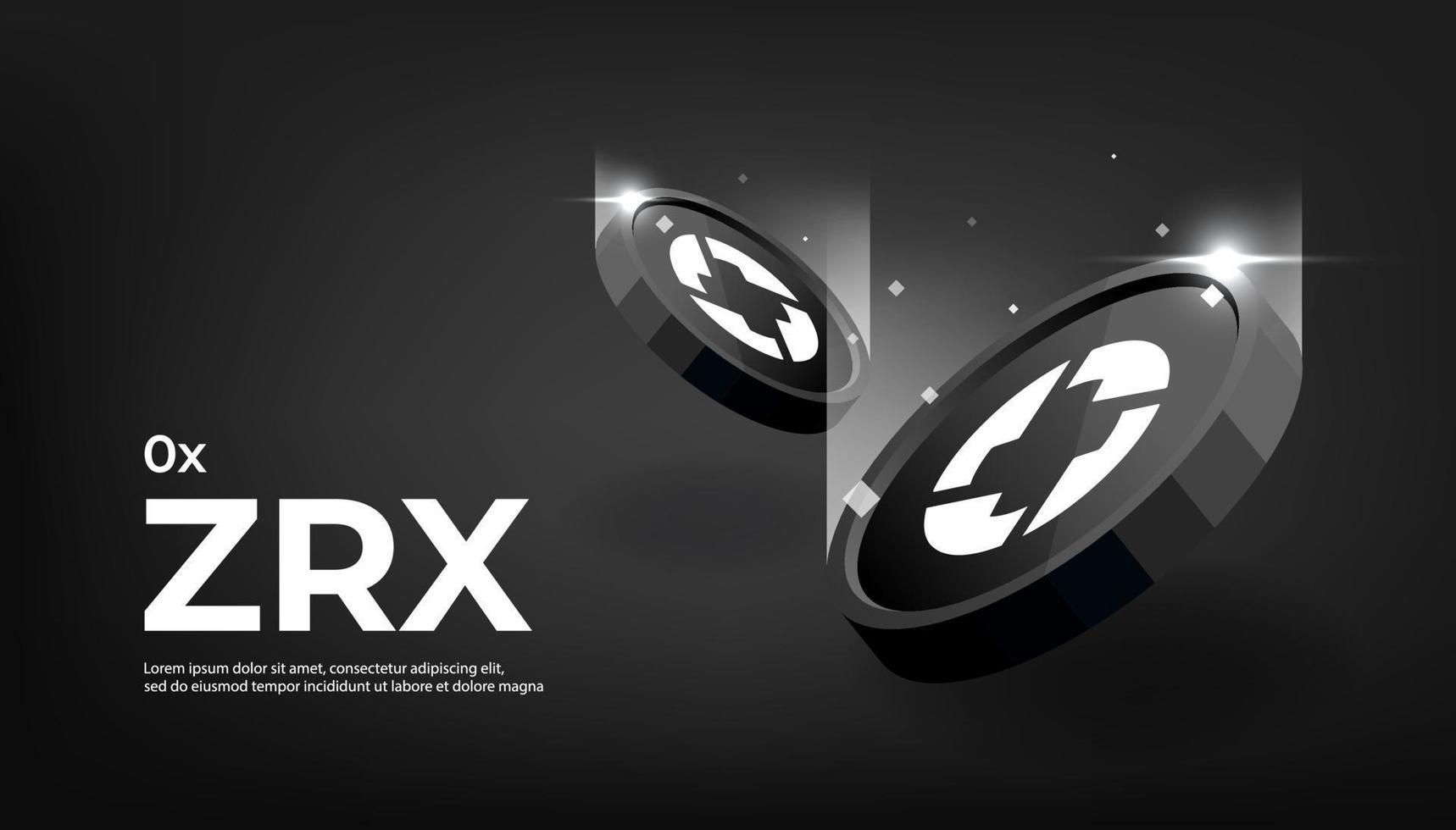 0x ZRX coin cryptocurrency concept banner. vector