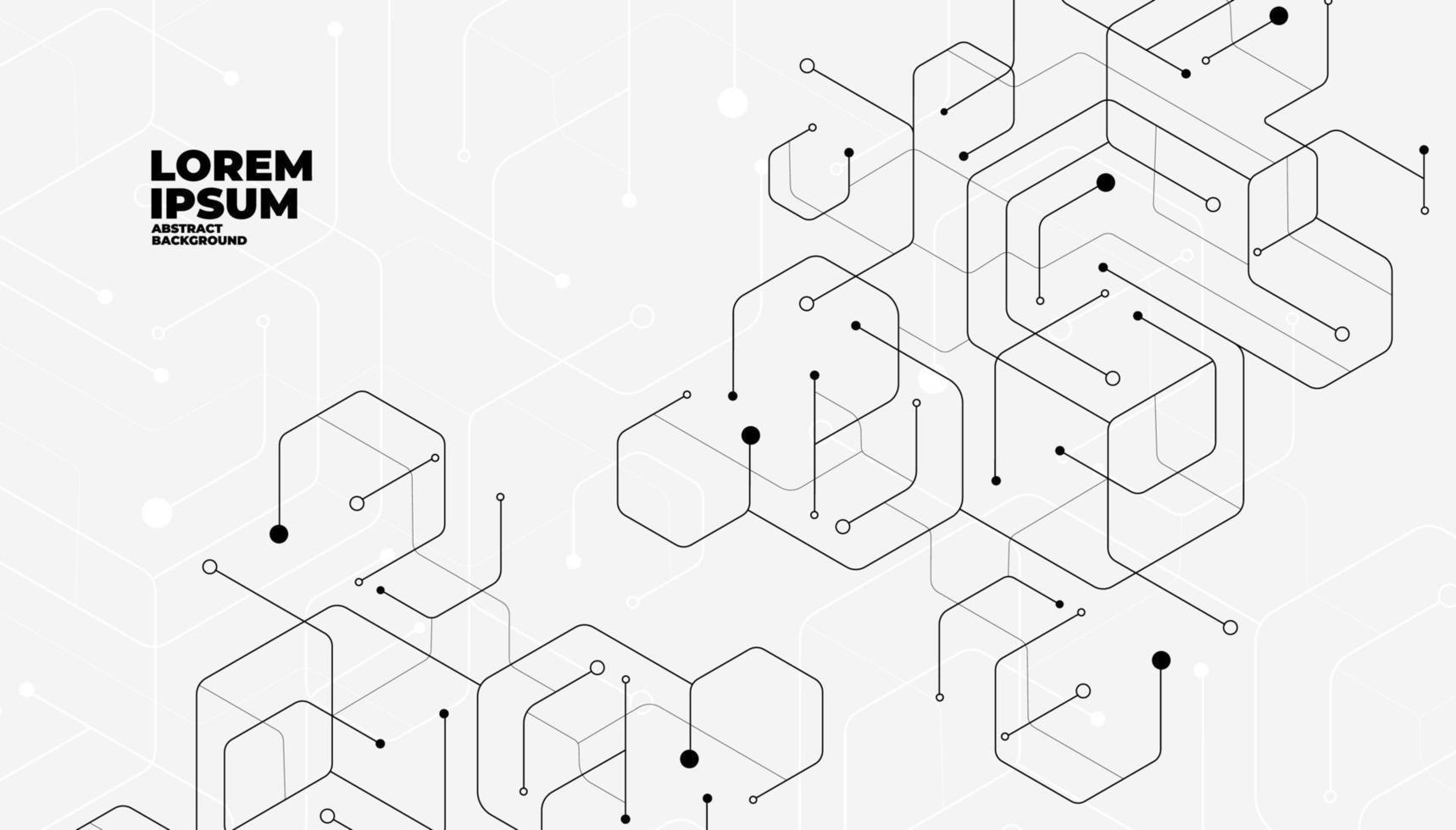 Geometric hexagon lines and dots connection banner template. vector
