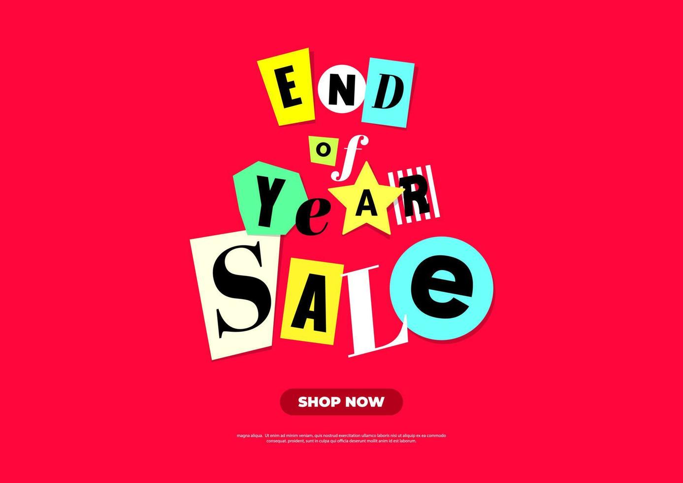 End of year sale banner template design. Big sale event on red background. Social media, shopping online. vector