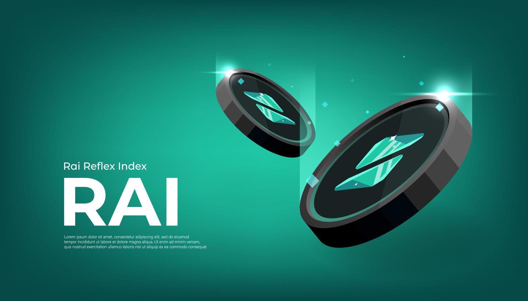 Rai Reflex Index RAI coin crypto currency themed banner. vector