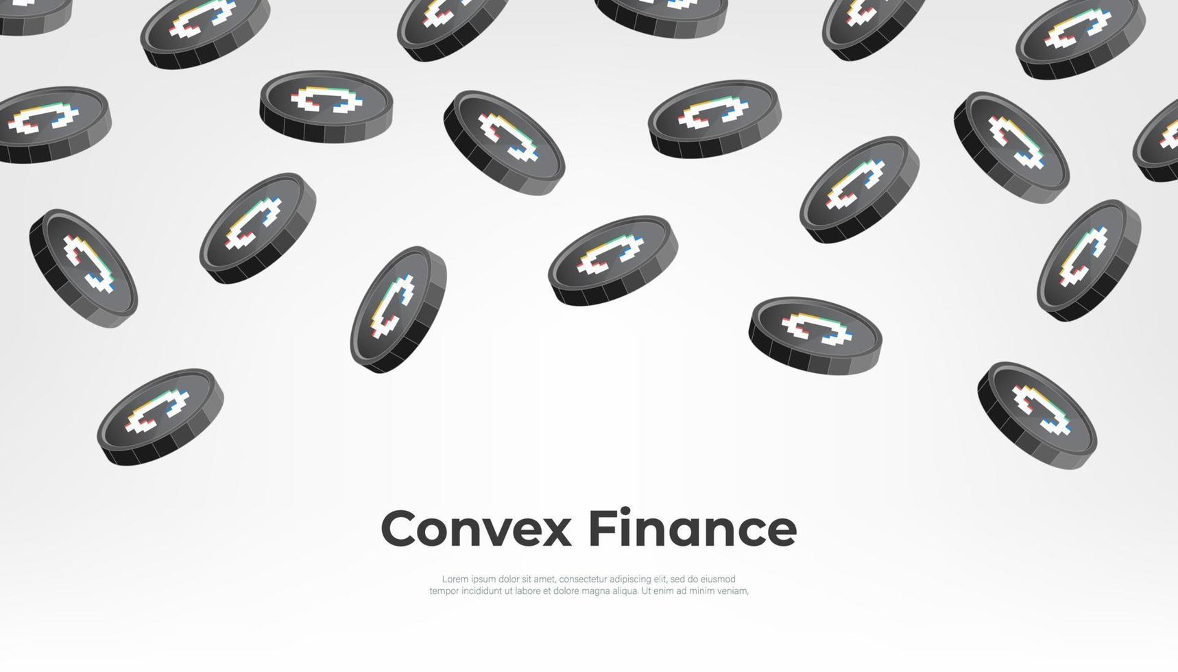 Convex Finance coin falling from the sky. CVX cryptocurrency concept banner background. vector