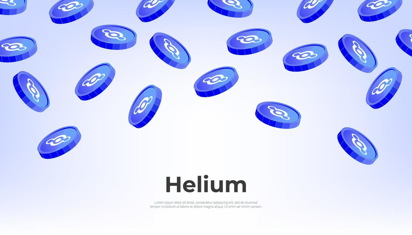 Helium coin falling from the sky. HNT cryptocurrency concept banner background. vector