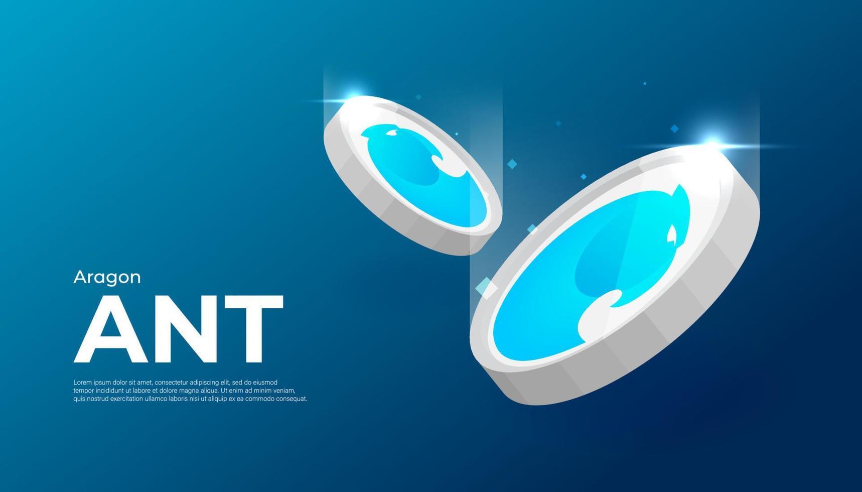 Aragon ANT coin cryptocurrency concept banner. vector