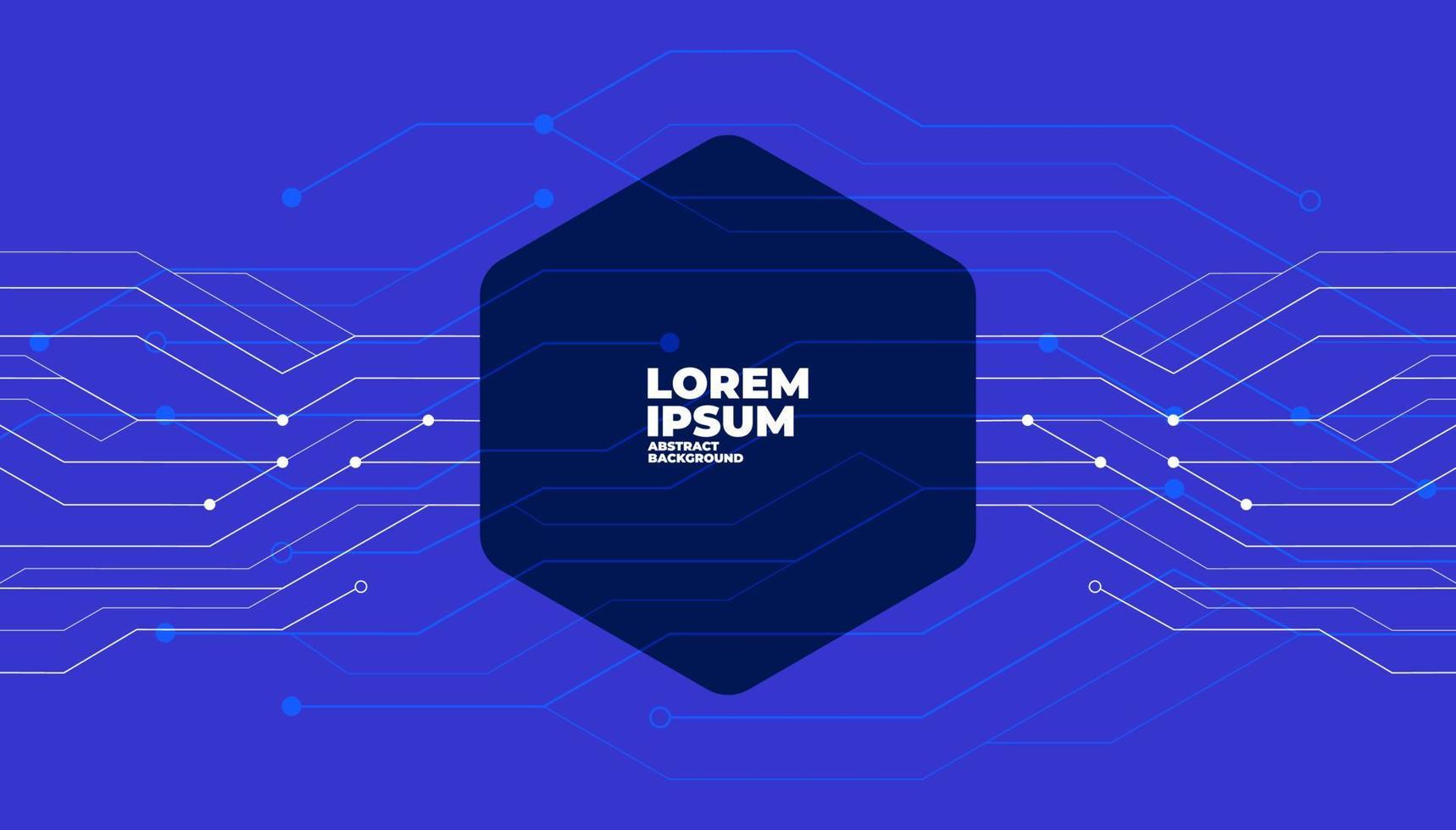 Abstract blue geometric hexagon lines and dots connection. Digital technology themed banner. vector