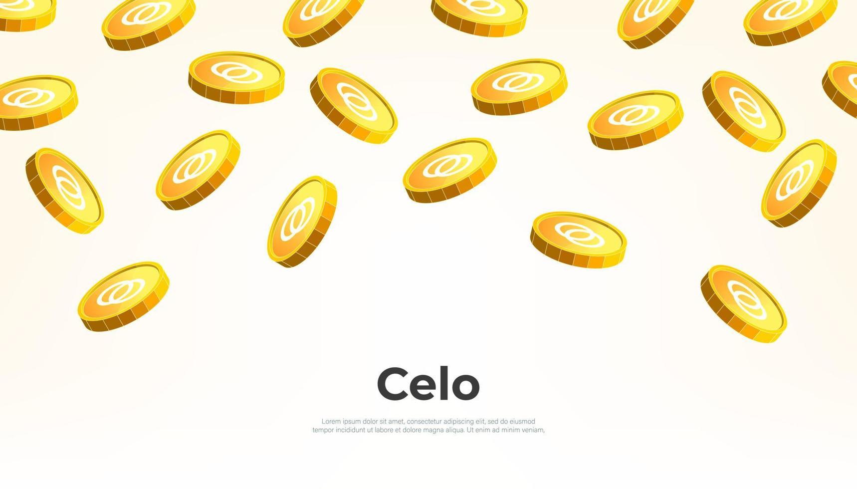 CELO coin falling from the sky. CELO cryptocurrency concept banner background. vector