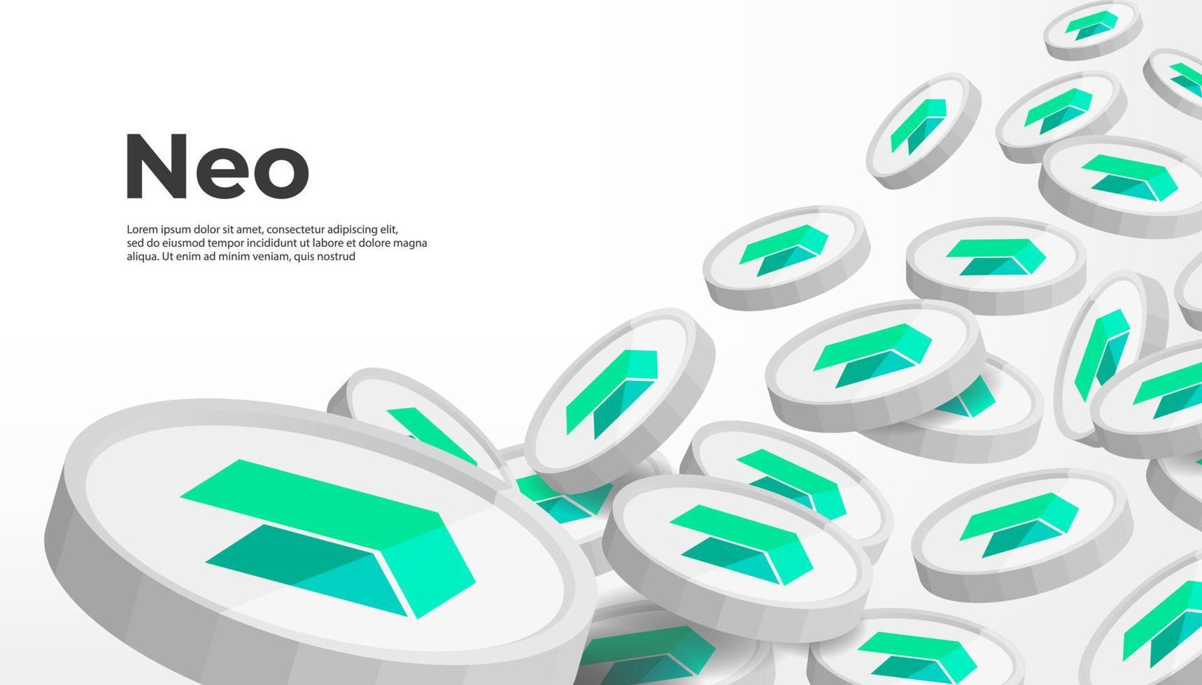 NEO coin falling from the sky. NEO cryptocurrency concept banner background. vector