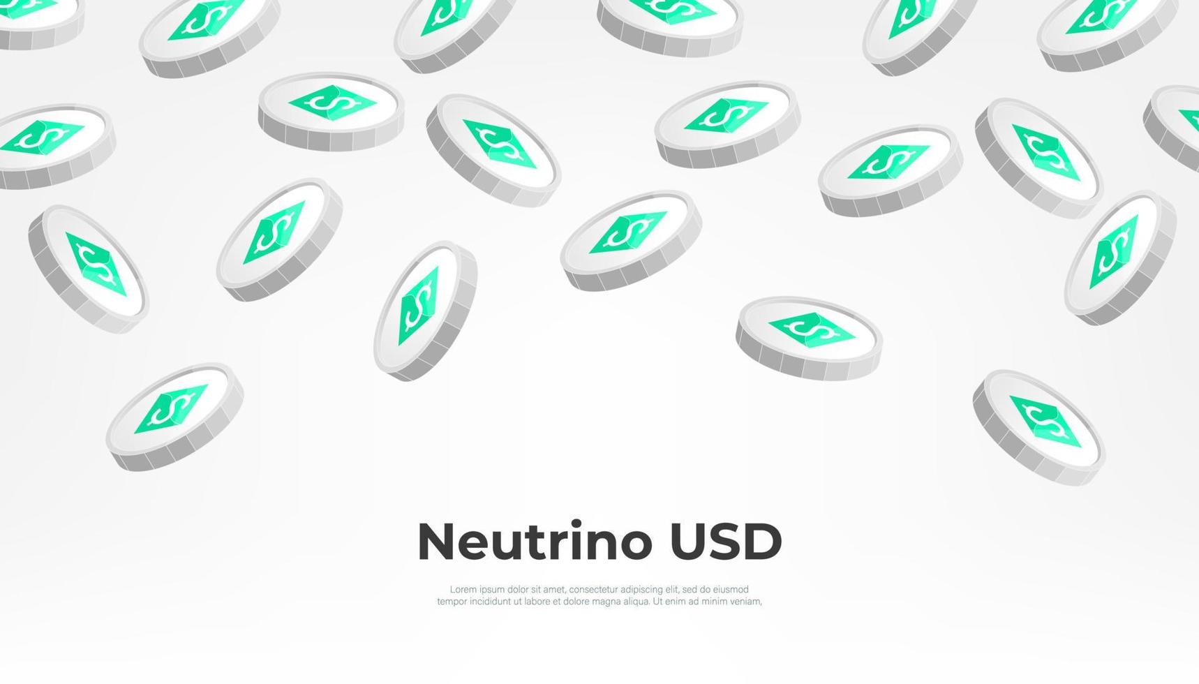 Neutrino USD coin falling from the sky. USDN cryptocurrency concept banner background. vector