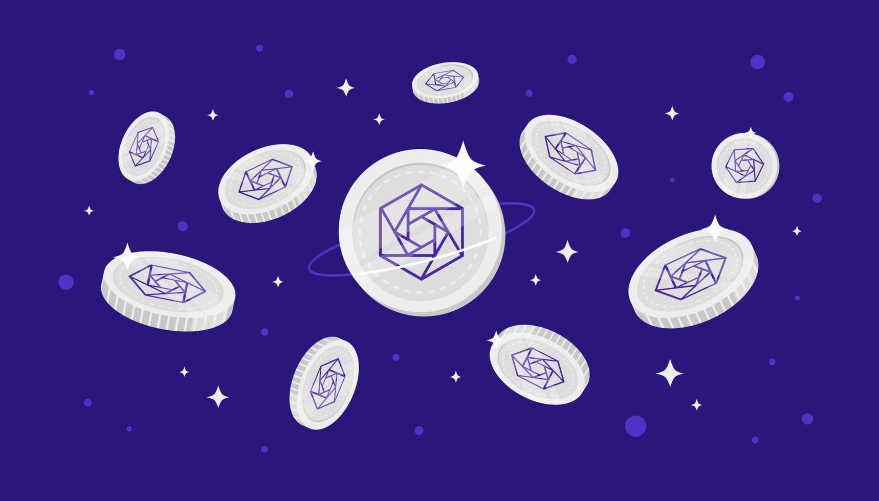 Constellation coins falling from the sky. DAG cryptocurrency concept banner background. vector