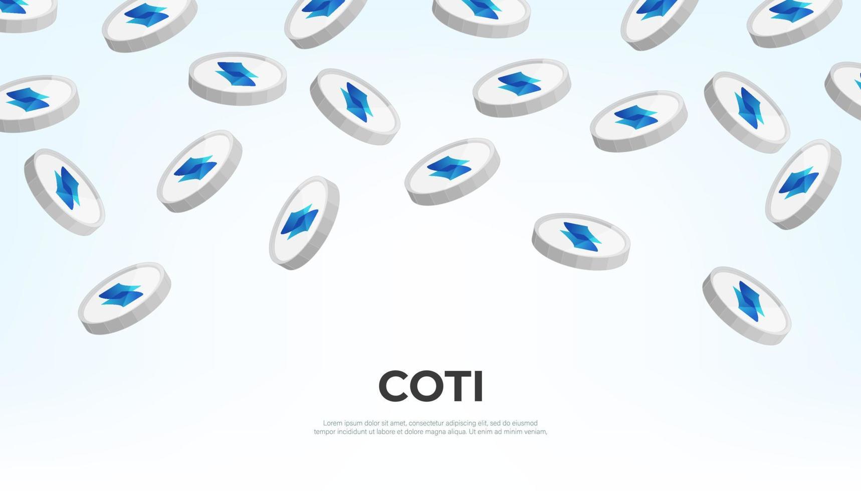 COTI coin falling from the sky. COTI cryptocurrency concept banner background. vector