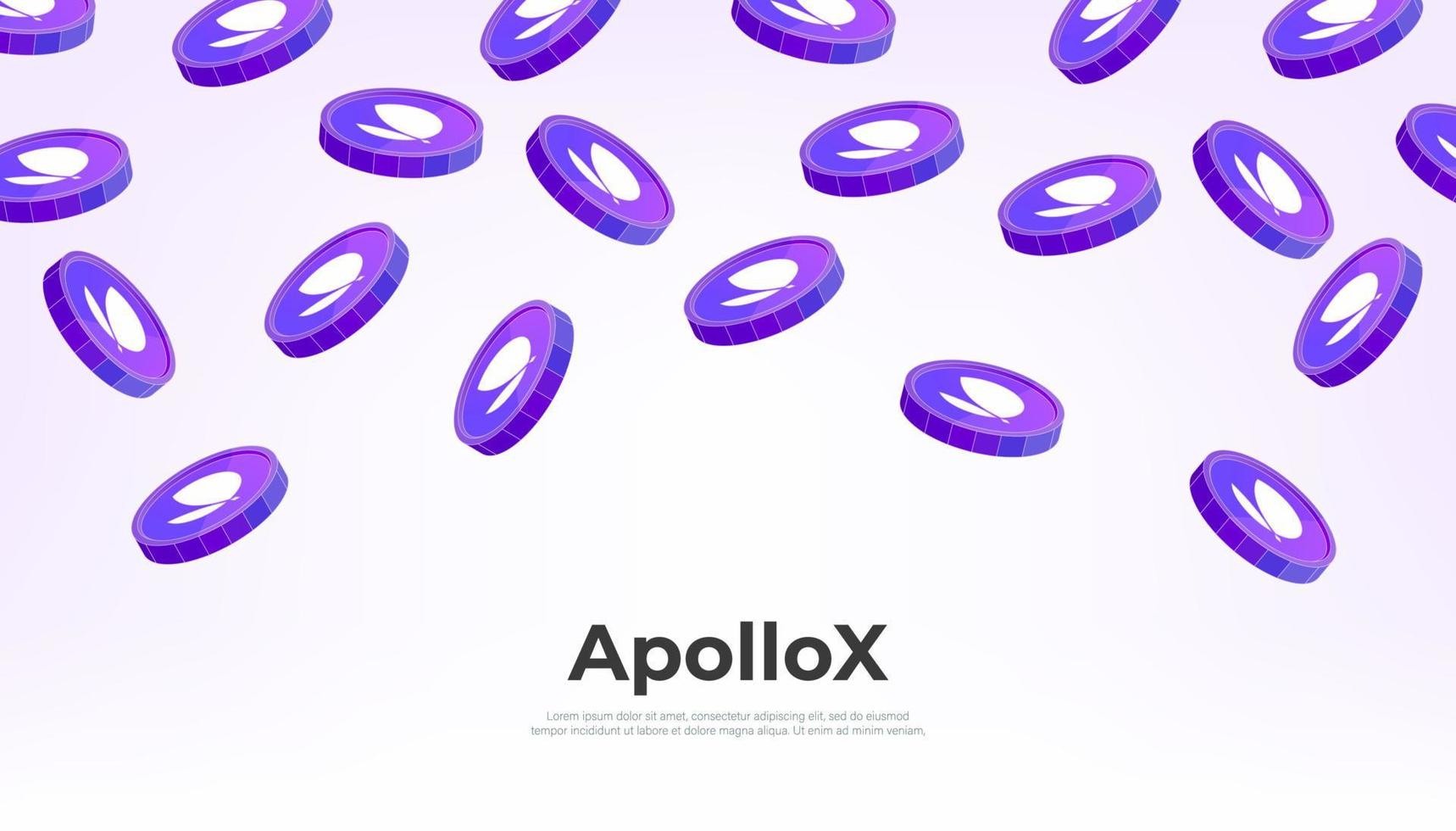 ApolloX coin falling from the sky. APX cryptocurrency concept banner background. vector