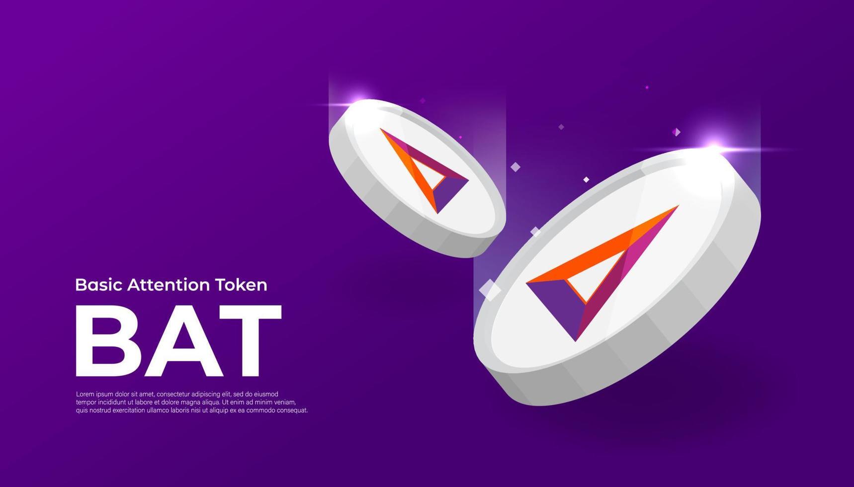 Basic Attention Token BAT coin cryptocurrency concept banner. vector