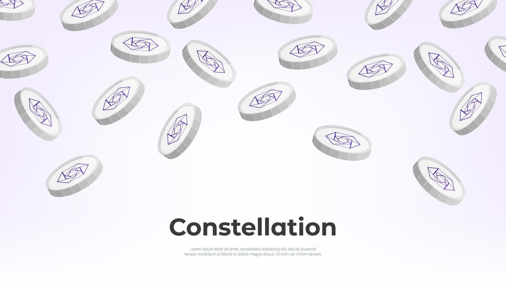 Constellation coin falling from the sky. DAG cryptocurrency concept banner background. vector