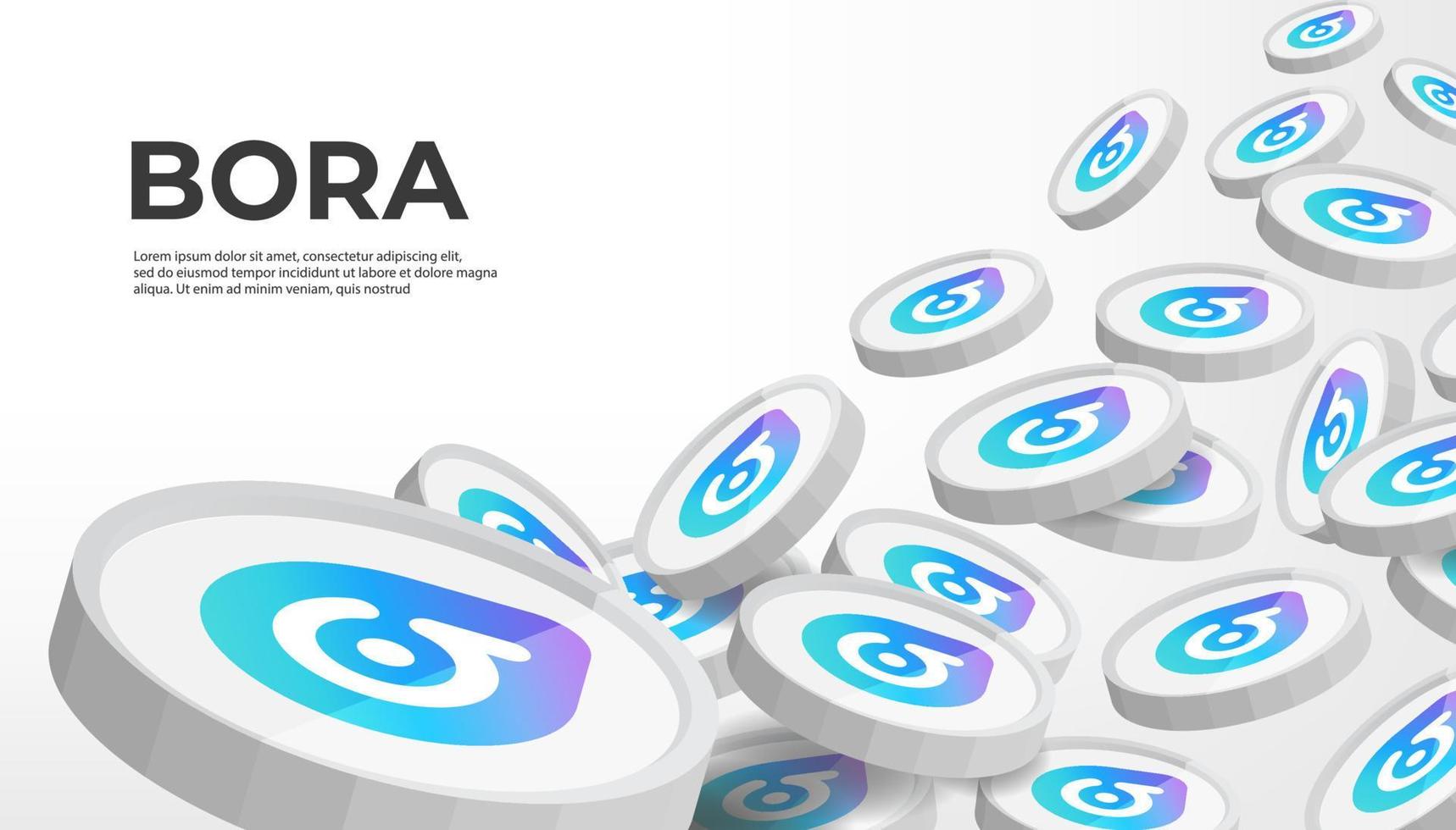 BORA coin cryptocurrency concept banner background. vector