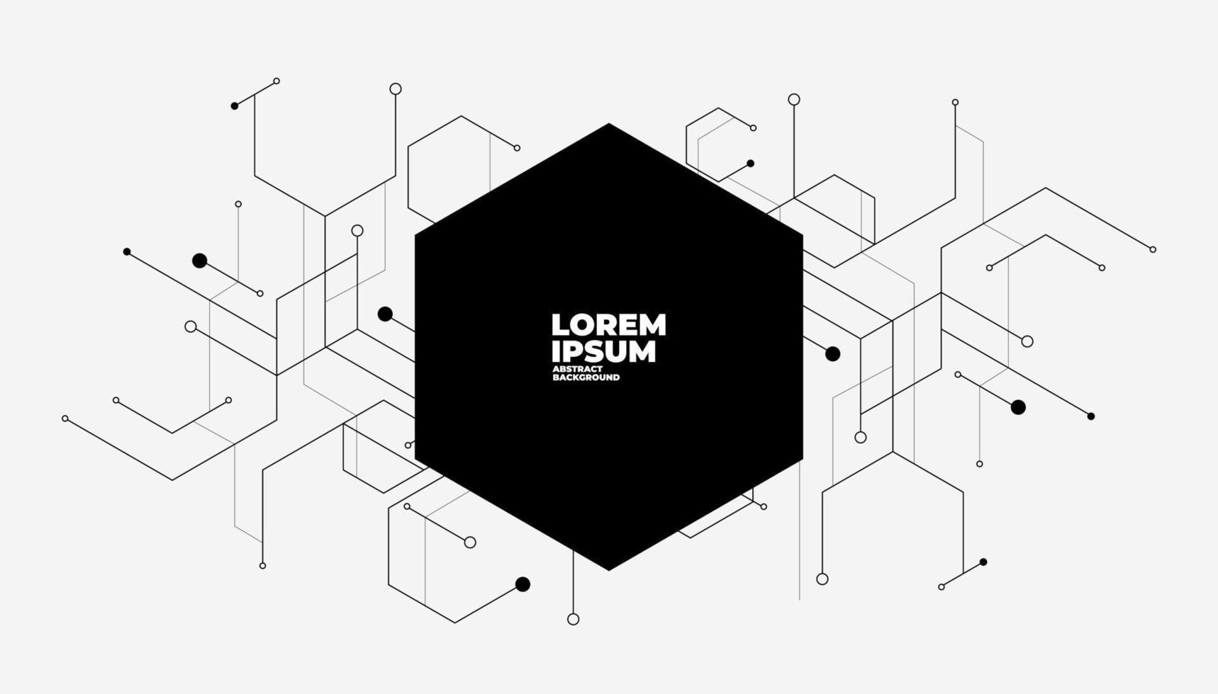 Geometric hexagon lines and dots connection banner template. vector