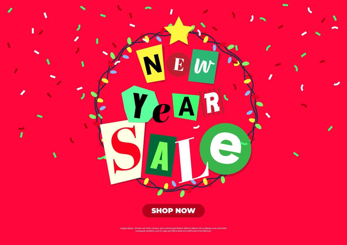 New year sale banner template design. Big sale event on red background. Social media, shopping online. vector
