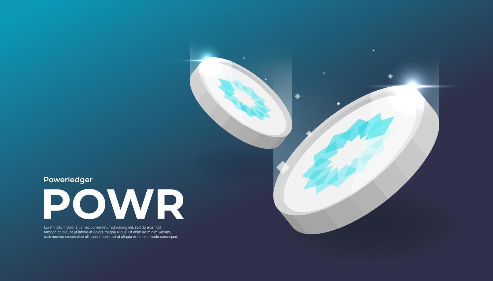 Powerledger POWR coin cryptocurrency concept banner. vector