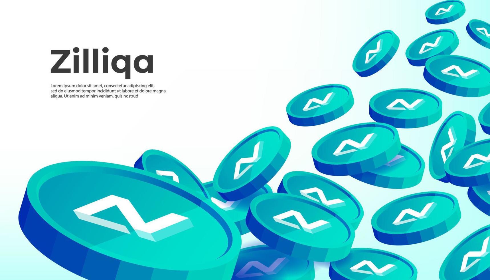 Zilliqa ZIL cryptocurrency concept banner background. vector