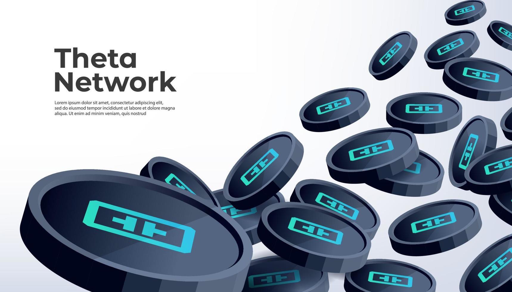 Theta Network THETA cryptocurrency concept banner background. vector