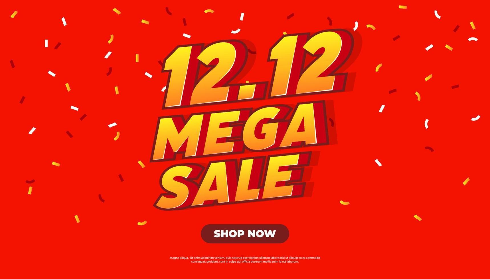 12.12 Shopping Day Mega Sale Banner Template design special offer discount, Shopping Red banner template. vector