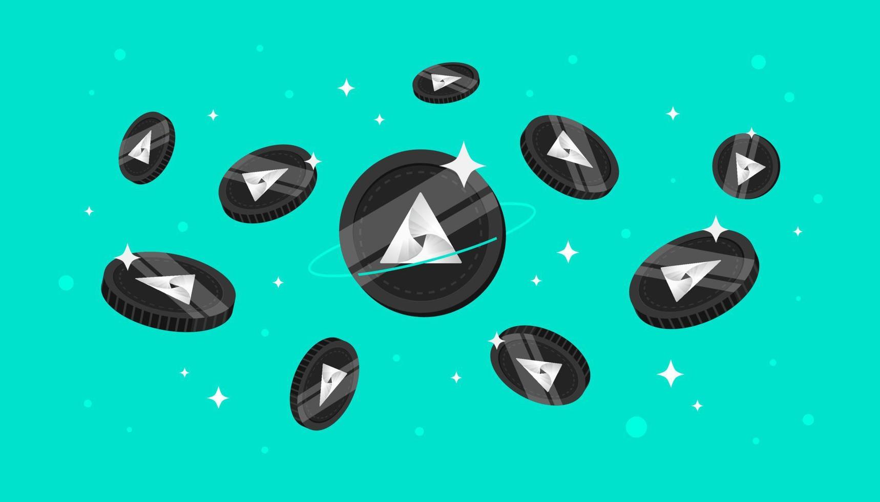 API3 coins falling from the sky. API3 cryptocurrency concept banner background. vector