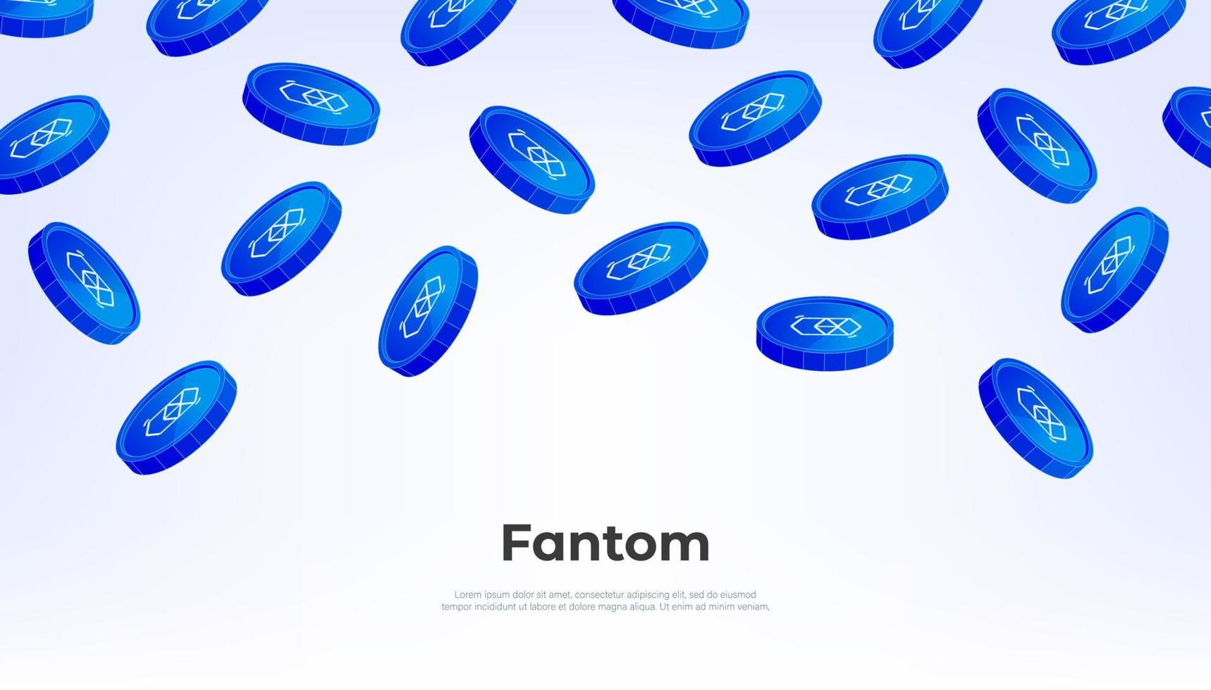 Fantom coin falling from the sky. FTM cryptocurrency concept banner background. vector