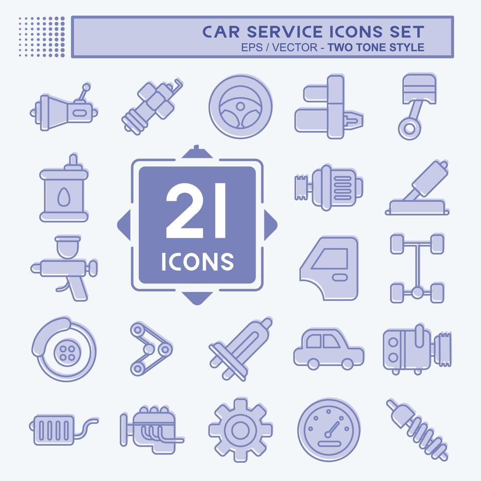 Icon Set Car Service. related to Car Service symbol. Two Tone Style. repairing. engine. simple illustration vector