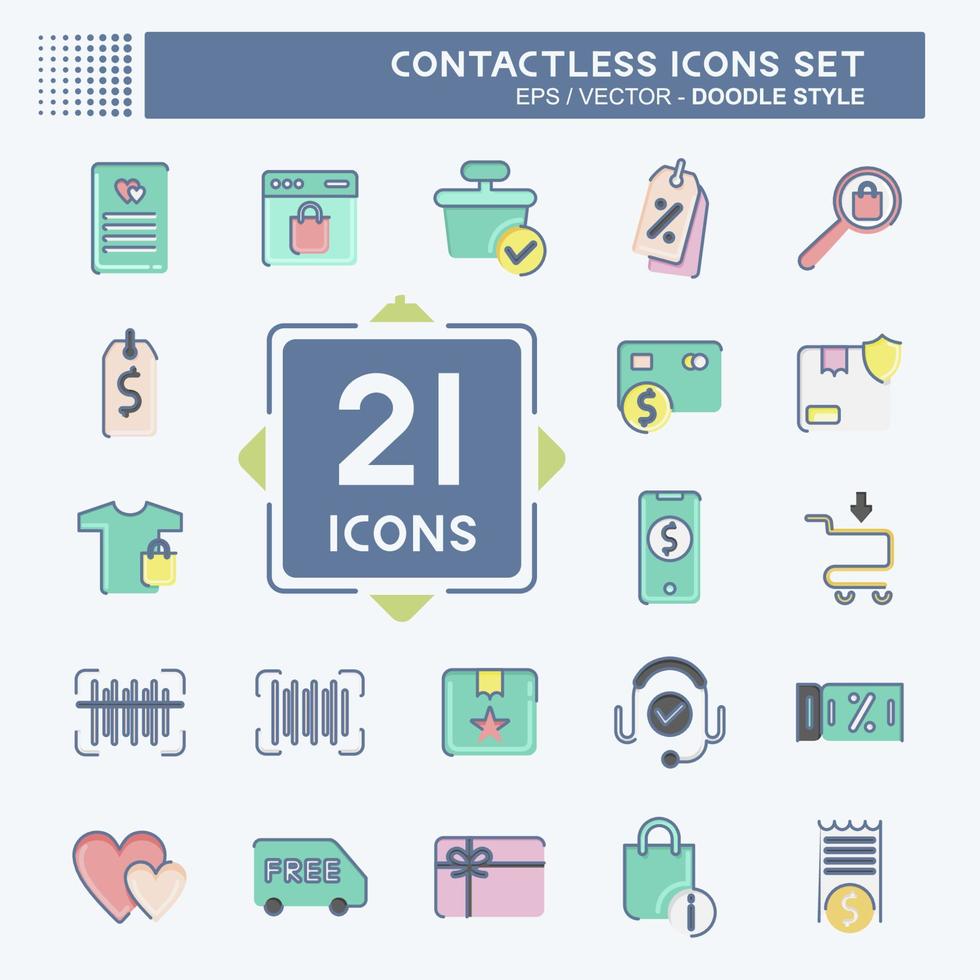 Icon Set Contactless. related to Business symbol. Doodle Style. simple design editable. simple illustration vector